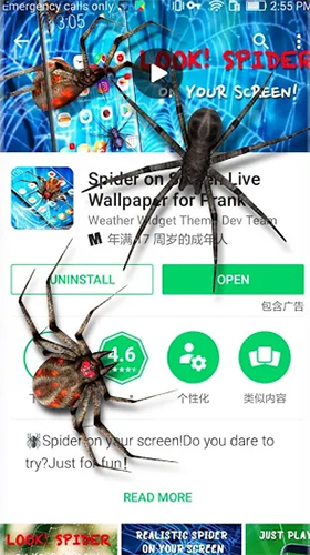 Kostenloses Android-Live Wallpaper Spinne 3D. Vollversion der Android-apk-App Spider 3D by Weather Widget Theme Dev Team für Tablets und Telefone.