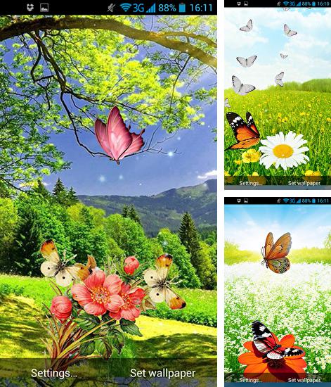 Kostenloses Android-Live Wallpaper Schmetterlinge im Frühling. Vollversion der Android-apk-App Spring butterflies für Tablets und Telefone.