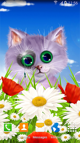 Spring cat - бесплатно скачать живые обои на Андроид телефон или планшет.