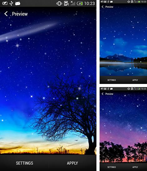 Zusätzlich zum Live Wallpaper Galaxie Pack für Android Mobiltelefone und Tablets, können Sie auch Starry night, Sternennacht kostenlos herunterladen.