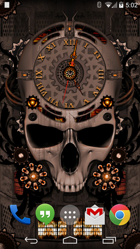Screenshots do Relógio Steampunk para tablet e celular Android.