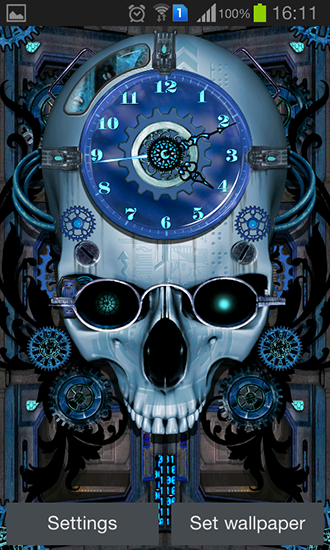 Screenshots of the Steampunk clock for Android tablet, phone.