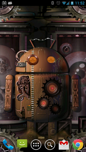 Kostenloses Android-Live Wallpaper Steampunk Droid: Furchterregendes Labor. Vollversion der Android-apk-App Steampunk Droid: Fear Lab für Tablets und Telefone.