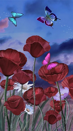 Summer: flowers and butterflies - скріншот живих шпалер для Android.