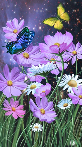 Як виглядають живі шпалери Summer: flowers and butterflies.