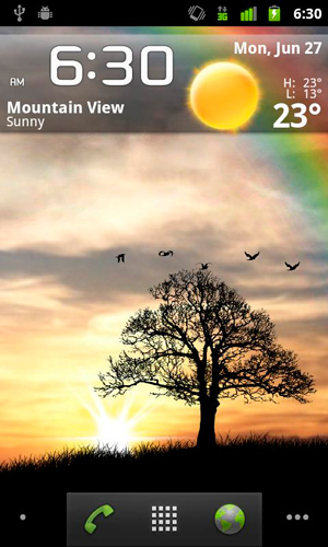 Screenshots do Nascer do sol para tablet e celular Android.