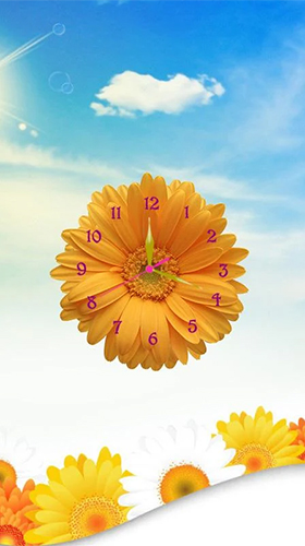 Sunflower clock - бесплатно скачать живые обои на Андроид телефон или планшет.