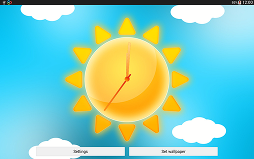 Sunny weather clock für Android spielen. Live Wallpaper Sonniges Wetter: Uhr kostenloser Download.
