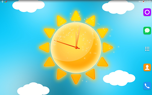 Écrans de Sunny weather clock pour tablette et téléphone Android.