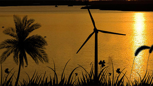 Papeis de parede animados Pôr do sol: Moinho de vento para Android. Papeis de parede animados Sunset: windmill para download gratuito.
