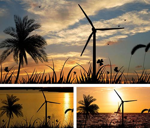 Download live wallpaper Sunset: windmill for Android. Get full version of Android apk livewallpaper Sunset: windmill for tablet and phone.