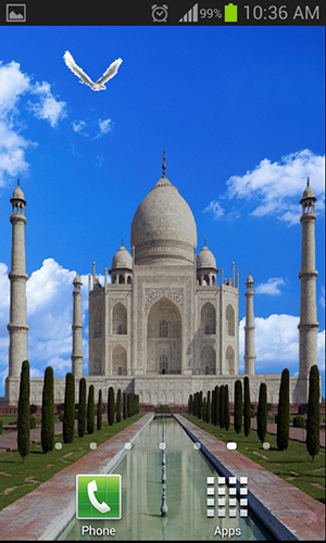 Screenshots do Taj Mahal para tablet e celular Android.
