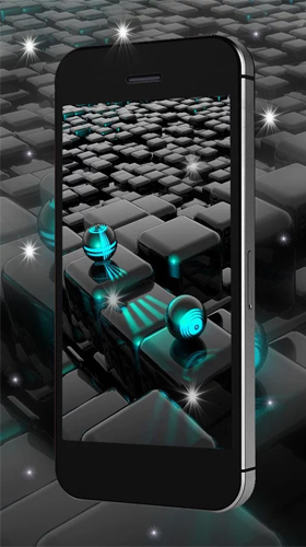 Скриншот Tech neon glass ball. Скачать живые обои на Андроид планшеты и телефоны.