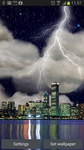 The real thunderstorm HD (Chicago) live wallpaper for Android. The real  thunderstorm HD (Chicago) free download for tablet and phone.