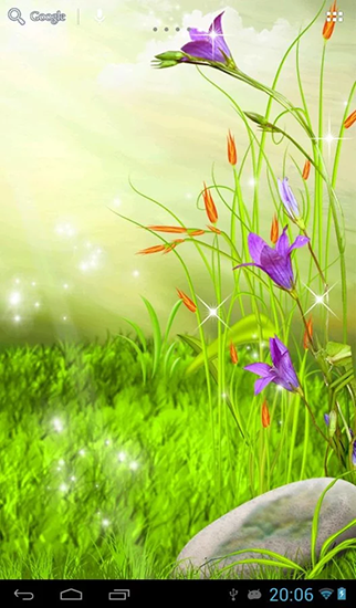 Papeis de parede animados As flores brilhantes para Android. Papeis de parede animados The sparkling flowers para download gratuito.