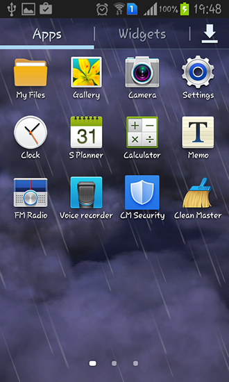 Écrans de Thunderstorm pour tablette et téléphone Android.