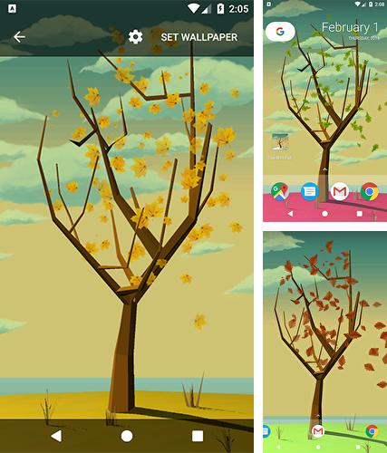 Tree with falling leaves - бесплатно скачать живые обои на Андроид телефон или планшет.
