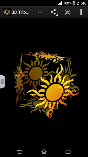 Papeis de parede animados O sol da tribo 3D para Android. Papeis de parede animados Tribal sun 3D para download gratuito.