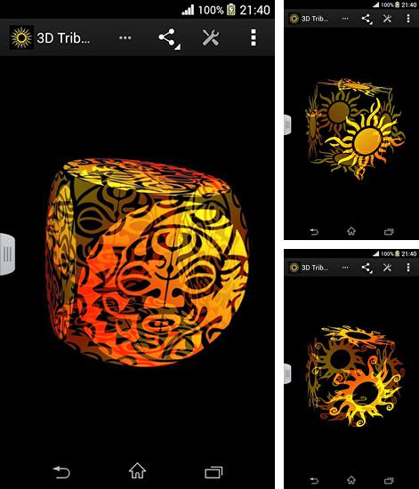Alem do papel de parede animado Relógio Preto para telefones e tablets Android, voce tambem pode baixar O sol da tribo 3D, Tribal sun 3D gratuitamente.