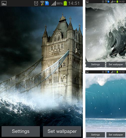 Дополнительно к живым обоям на Андроид телефоны и планшеты Живое искусство, вы можете также бесплатно скачать заставку Tsunami.