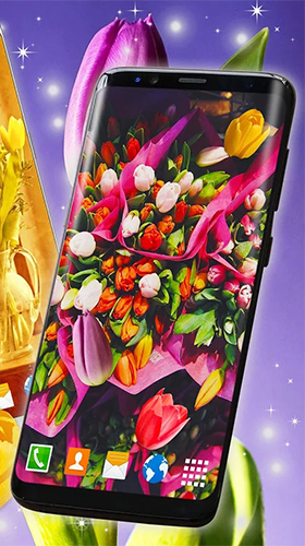 Tulips by 3D HD Moving Live Wallpapers Magic Touch Clocks - безкоштовно скачати живі шпалери на Андроїд телефон або планшет.