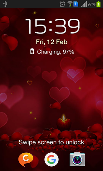 Écrans de Valentine 2016 pour tablette et téléphone Android.