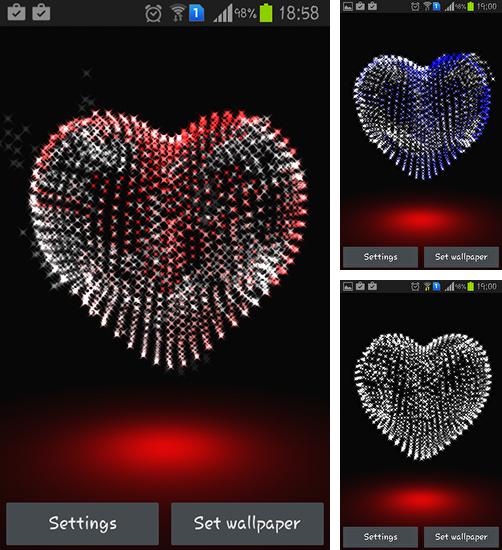 Kostenloses Android-Live Wallpaper Valentinstag: Herz 3D. Vollversion der Android-apk-App Valentine Day: Heart 3D für Tablets und Telefone.
