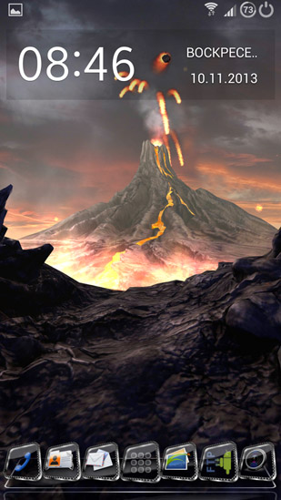 Écrans de Volcano 3D pour tablette et téléphone Android.