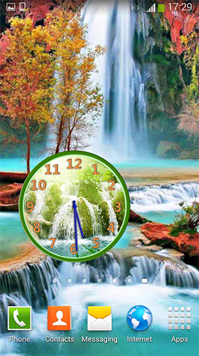 Waterfall: Clock - скріншот живих шпалер для Android.