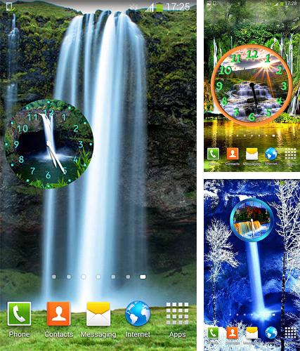 Kostenloses Android-Live Wallpaper Wasserfall: Uhr. Vollversion der Android-apk-App Waterfall: Clock für Tablets und Telefone.