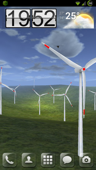 Papeis de parede animados As turbinas de vento 3D para Android. Papeis de parede animados Wind turbines 3D para download gratuito.