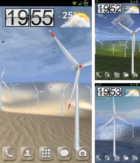 Wind turbines 3D - бесплатно скачать живые обои на Андроид телефон или планшет.