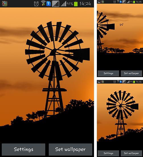 Kostenloses Android-Live Wallpaper Windmühle. Vollversion der Android-apk-App Windmill by Pix live wallpapers für Tablets und Telefone.