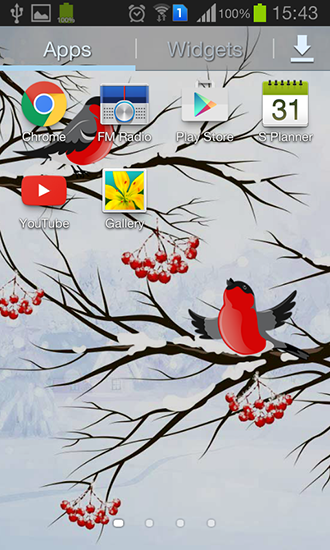 Fondos de pantalla animados a Winter: Bullfinch para Android. Descarga gratuita fondos de pantalla animados Invierno: Camachuelo.