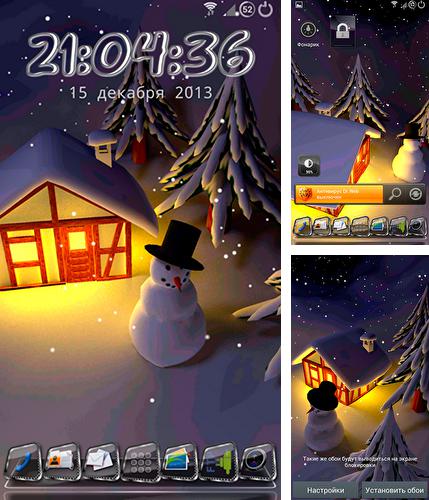 Winter snow in gyro 3D - бесплатно скачать живые обои на Андроид телефон или планшет.