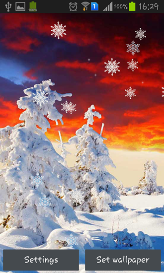 Winter sunset für Android spielen. Live Wallpaper Winterlicher Sonnenuntergang kostenloser Download.