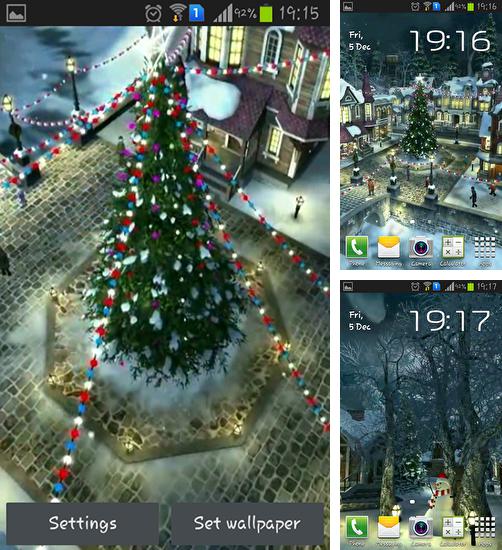 Winter village 3D - бесплатно скачать живые обои на Андроид телефон или планшет.