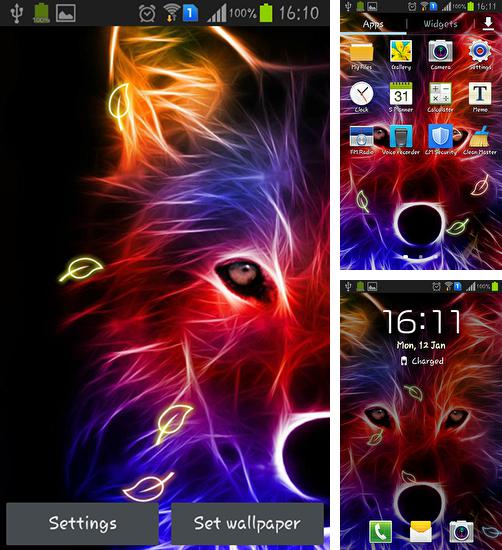 Zusätzlich zum Live Wallpaper Aquarium von Cool Free Apps für Android Mobiltelefone und Tablets, können Sie auch Wolf, Wolf kostenlos herunterladen.