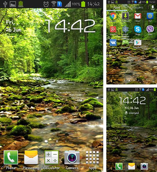 Además de fondo de pantalla animados Las inclusiones de luciérnagas HD para teléfonos y tabletas Android, también puedes descargarte gratis Wonderful forest river.
