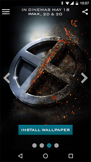 Écrans de X-men pour tablette et téléphone Android.