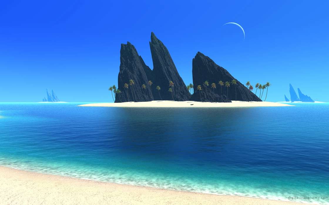 免费下载景观, 幻想, 海, 海滩手机壁纸.