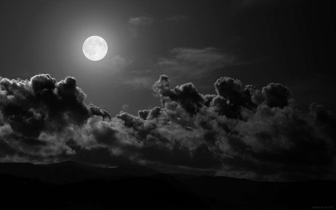 手机壁纸:景观, 夜, 云, 月球, #12024