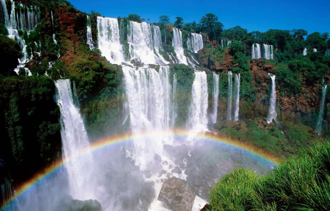 手机壁纸:景观, 瀑布, 彩虹, #38015