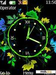 Скачать тему Green leaf clock