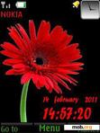 Download mobile theme Red Flower Clock With Icons