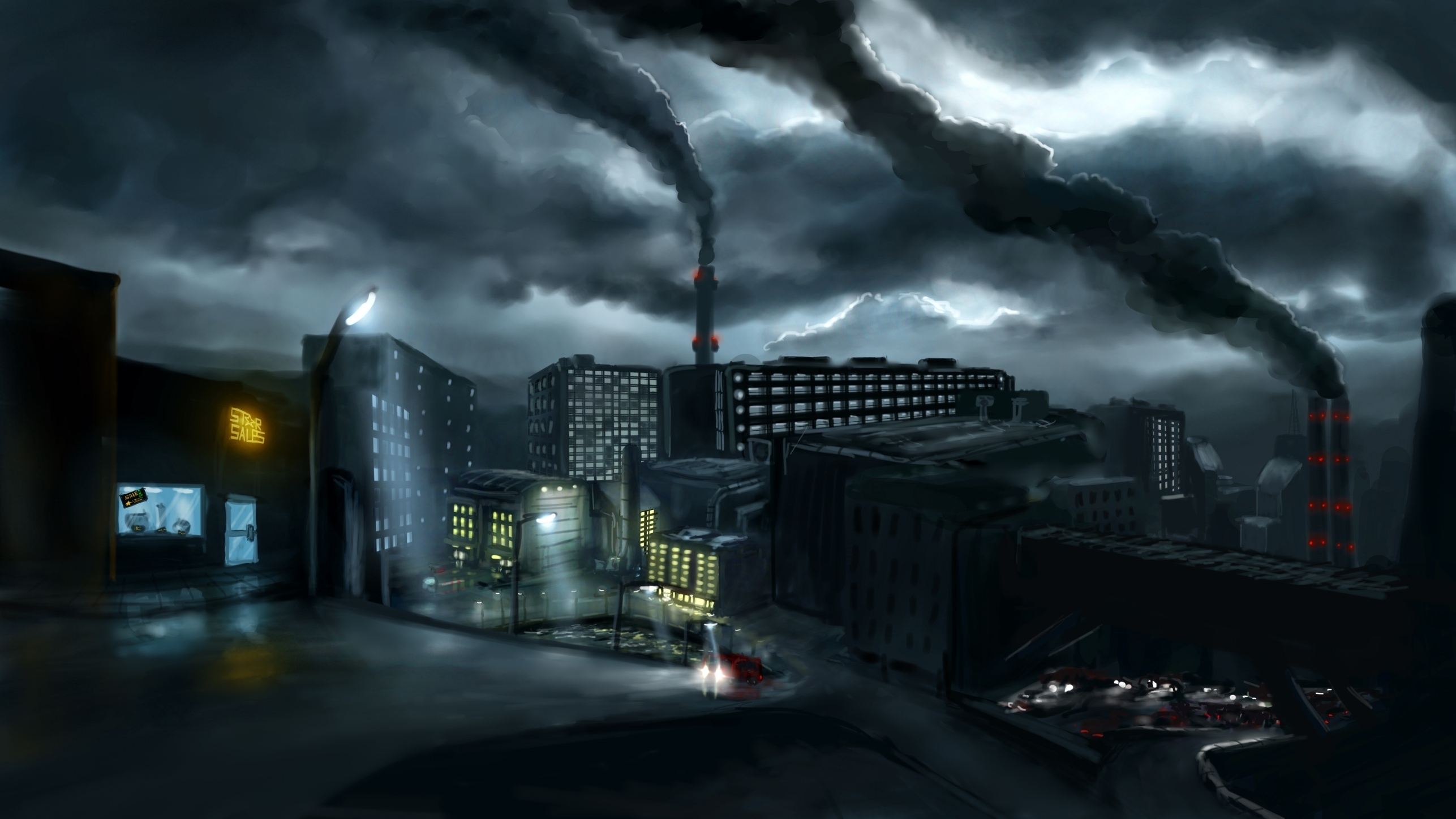 Город мрачный с заводами