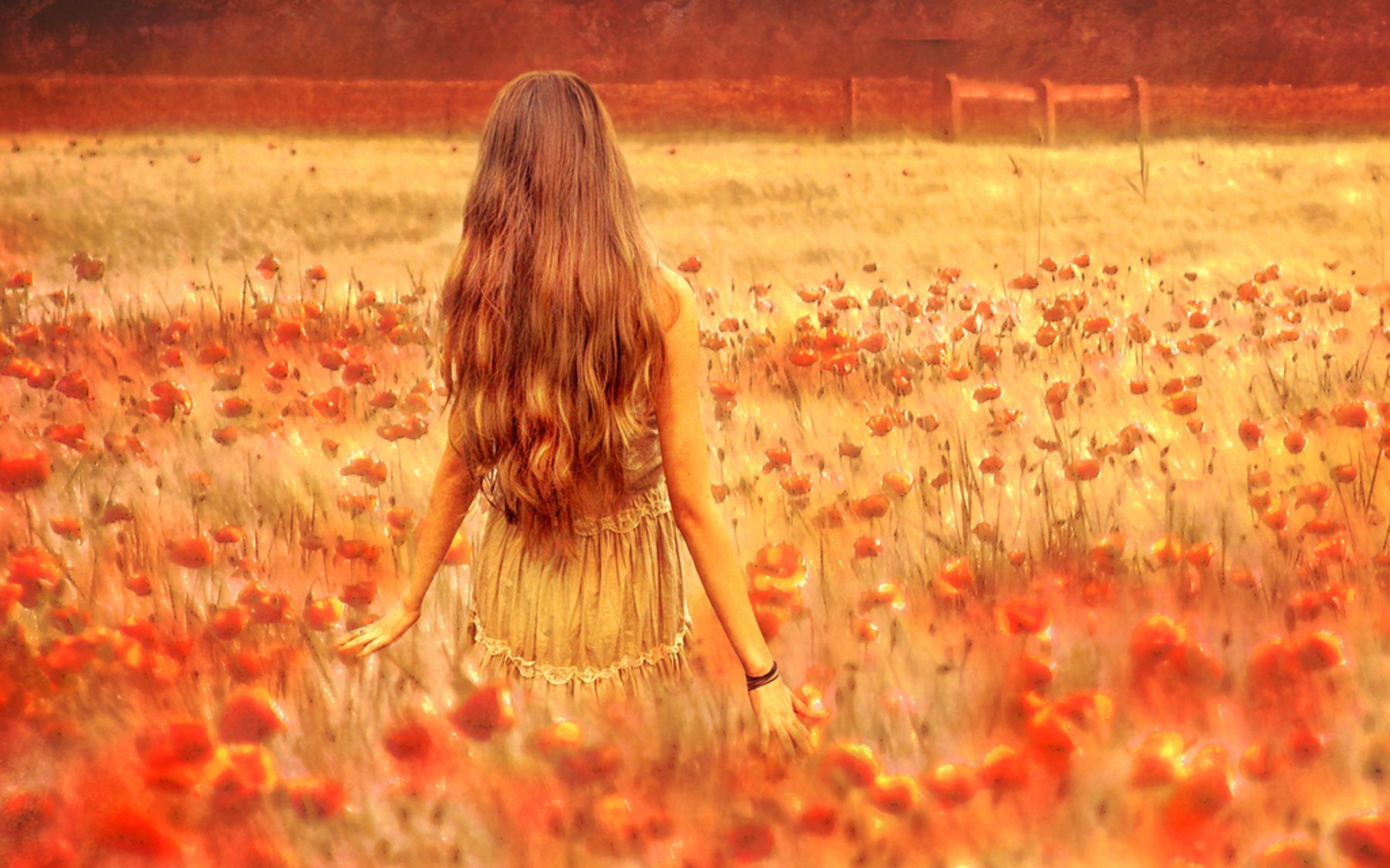 Девушка в поле со спины картина
