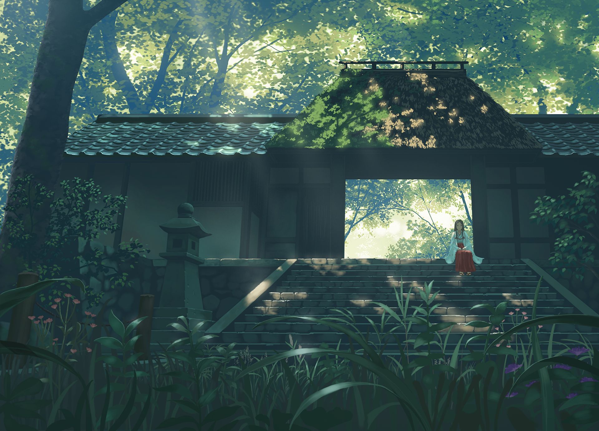 Японский домик в лесу
