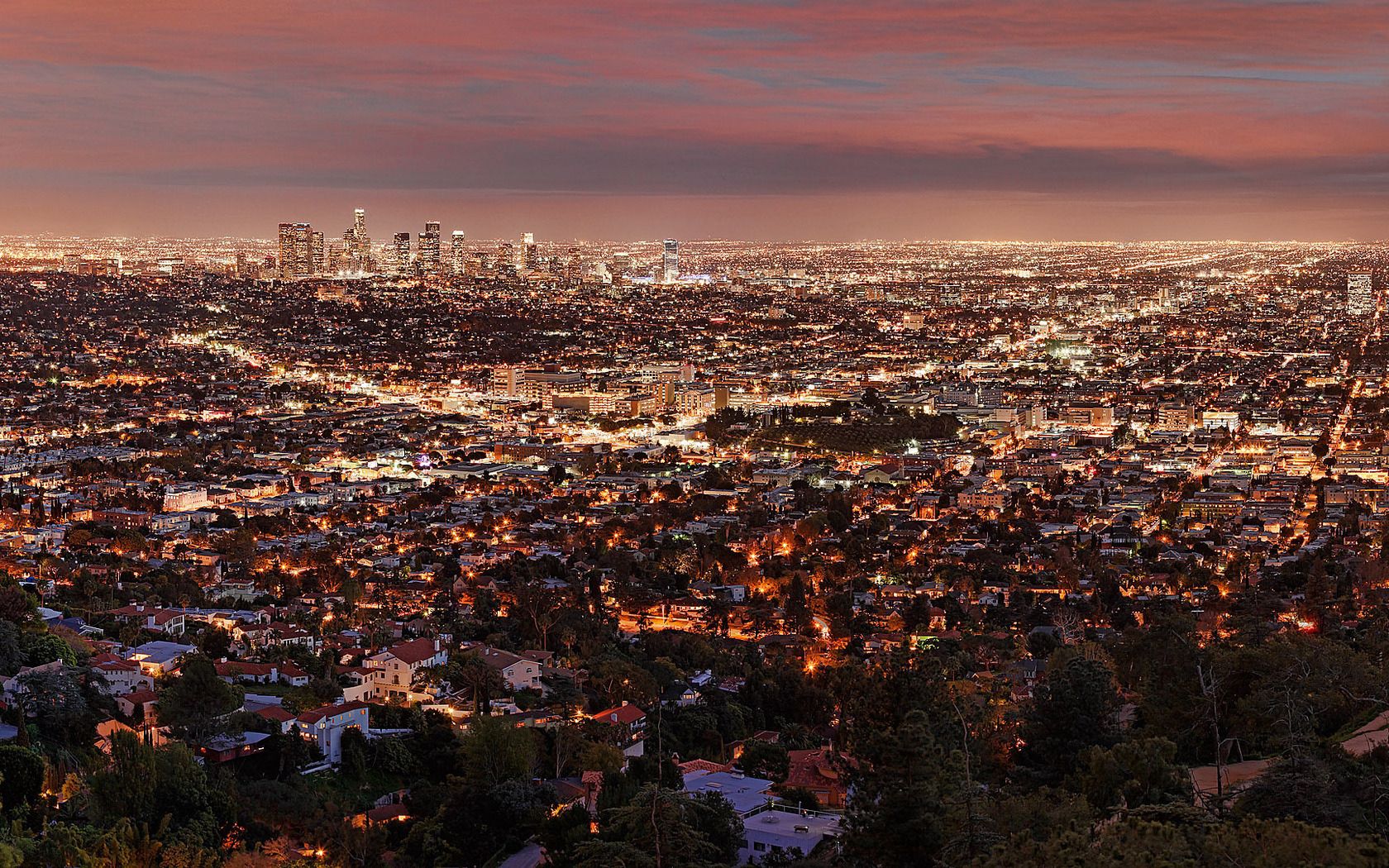 Desktop HD wallpaper: Cities, Night, City, View From Above, Los Angeles fre...