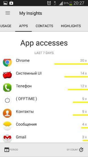 Capturas de tela do programa Focus Time em celular ou tablete Android.